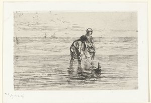 Children Playing with a Boat on the Beach