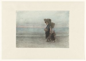Woman with Child Walking on the Beach