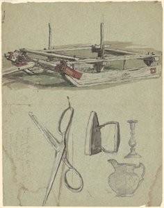 Studies of a Sled and Various Household Objects by Jr. Enoch Wood Perry
