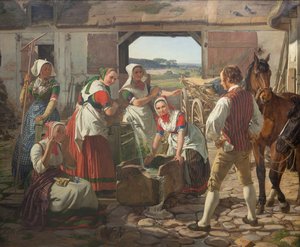 Zealand Harvest Girls by a Well