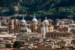 View of Cathedral of Immaculate Conception or New Cathedral, design by Juan Bautista Stiehle, Cuenca (UNESCO World Heritage List) by Juan Bautista Stiehle