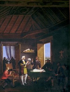 The Garcia Fernandez physicist Pera Juan Perez and Martin Alonso Pinzon conversing in the chapter house of the era monastery of La Rabida by Juan Cabral Bejarano