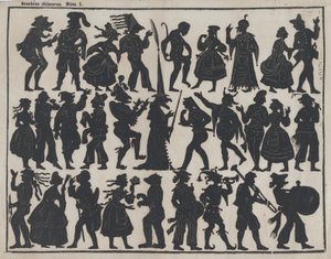 Sheet 1 of figures for Chinese shadow puppets by Juan Llorens