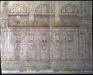 Exterior Elevation Detail of the Façade of the Cathedral of Valladolid in Santa María Square by Juan de Herrera