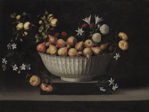 Flowers and Fruit in a China Bowl, c.1645 by Juan de Zurbaran