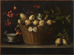 Still Life with Lemons in a Wicker Basket, ca 1643-1649 by Juan de Zurbaran