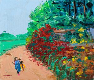 Children on Country Road by Jukyong Park