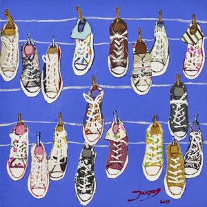 Colorful Hanging Sneakers by Jukyong Park