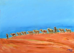 Desert Camel Caravan by Jukyong Park