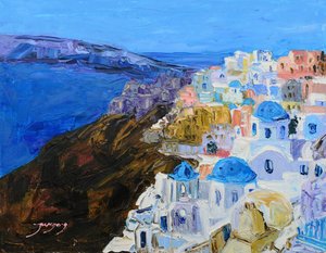 Santorini Blue Domes by Jukyong Park