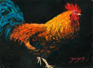 Vibrant Farm Rooster by Jukyong Park