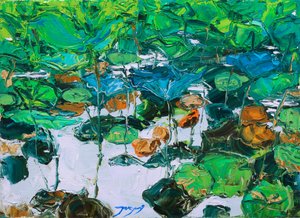 Vibrant Lotus Pond by Jukyong Park