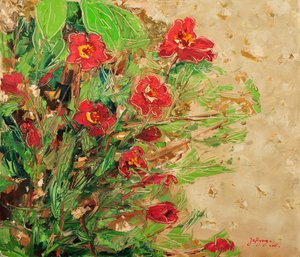 Vibrant Red Blossoms by Jukyong Park