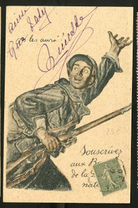 Postcard: Subscribe to National Defence Bonds - War of 14-18, Belligerents and Symbols, Loan, Patriotic Days - Illustration by Abel Faivre