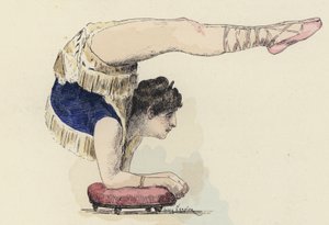 Female gymnast doing elbow stand by Jules Arsene (after) Garnier