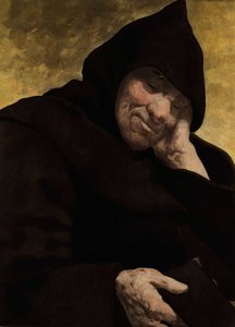 Brother Jean, Monk of the Abbey of Seuille, Asleep. Gargantua. Illustration by Jules Garnier. In 
