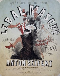 Ball and Concert of Pesth: The Masked Ball (Maskenball, famous polka by Anton Seifert) - Poster by Jules Cheret, n.d. by Jules Cheret