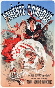 Entertainment. The Athenee Comique, theatre in Paris. Poster by Jules Cheret, France, c.1870-80