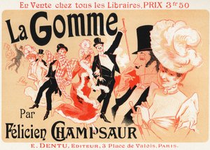 Ball in Paris. Poster by Jules Cheret for the Play: La Gomme, by Felicien Champsaur, c.1889 by Jules Cheret
