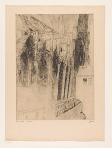 View of the Side Facade of Saint Nicholas Church in Ghent by Jules De Bruycker (signed by artist)