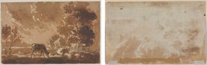 Landscape with Cattle (recto) Cattle (verso) by Jules Dupré