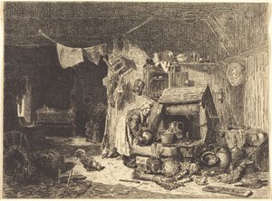 Interior of a Farmhouse by Jules Dupré