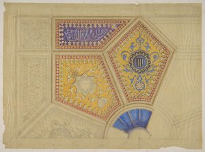 Design for the painted decoration of a coffered ceiling