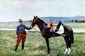 A French Brigadier and His Horse During the Battle of the Marne East of Paris, September 1914