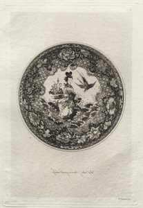 Saucer with Rich Enameled Ground and Medallion Representing the Goddess Kounin by Jules Jacquemart