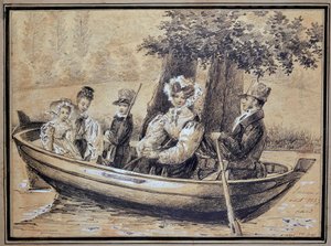 Family of Ségur (the Count, the Countess and their children) by boat - by J.H. Laure, August 1829 by Jules Laure