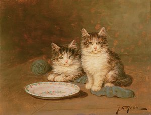 Two Kittens With An Empty Bowl