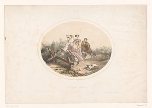Noblewoman Jumps a Fence with a Horse by Jules Marie Desandre