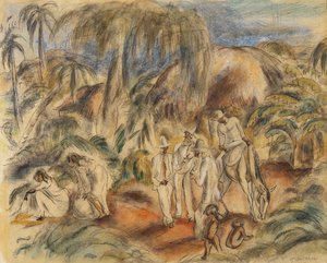 Figures in a Tropical Landscape by Jules Pascin