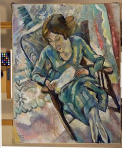Girl in Green Reading by Jules Pascin