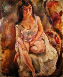Seated Semi-Nude by Jules Pascin