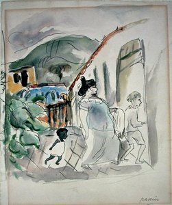 Woman and Two Children by Jules Pascin
