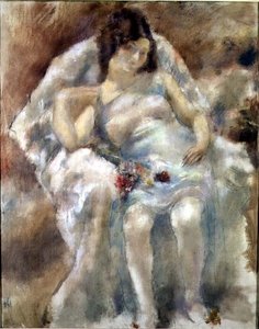 Young Woman Seated with Flowers