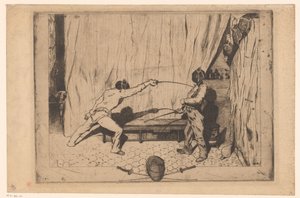 Two Fencers in Action