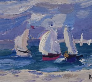 Dinghies racing in Poole Harbour by Julian Bailey
