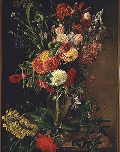 Flowers in a Glass Vase by Julie Wilhelmine Hagen Schwarz