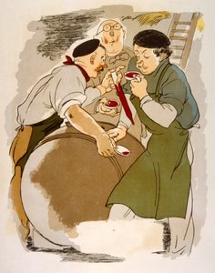 Humorous Wine Illustration 1946. Illustration by Julien Pavil