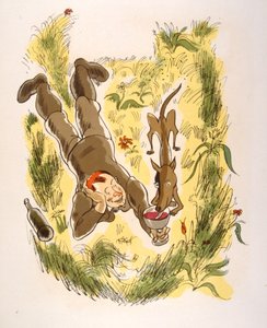 Humorous Wine Illustration 1946. Illustration by Julien Pavil