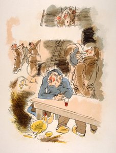 Humorous Wine Illustration 1946. Illustration by Julien Pavil