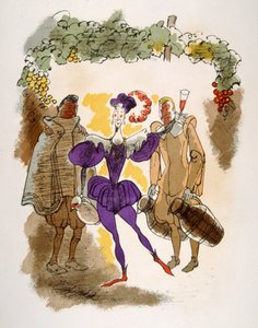 Humorous Wine Illustration 1946. Illustration by Julien Pavil