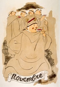 Humorous Wine Illustration 1946 by Julien Pavil
