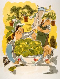 Humorous Wine Illustration 1946 by Julien Pavil