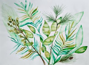 Varied Green Leaves by Julija Belickienė
