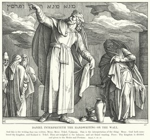 Daniel Interpreting the Handwriting on the Wall (engraving) by Julius (after) Schnorr von Carolsfeld