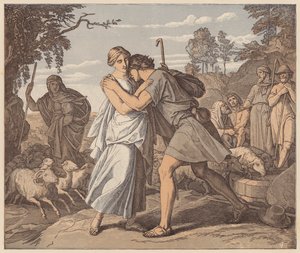 Jacob and Rachel at the Well, Genesis, XXIX by Julius (after) Schnorr von Carolsfeld
