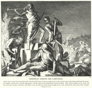 Nehemiah Arms the Labourers by Julius (after) Schnorr von Carolsfeld